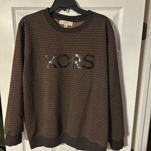 Michael Kors Brown Crewneck Sweater with Textured Design